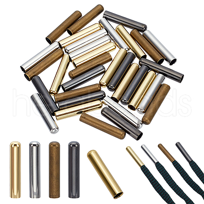 32Pcs 4 Colors Brass Cord Ends AJEW-LP0001-01-1