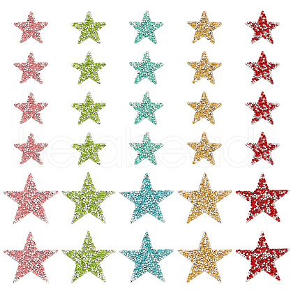 WADORN 30Pcs 10 Styles Star Hotfix Rhinestone DIY-WR0004-13-1
