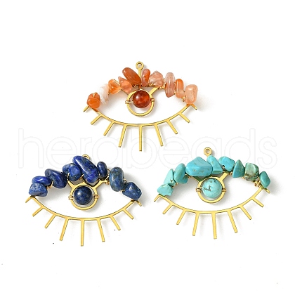 3Pcs 3 Styles Mixed Gemstone Chip Pendants PALLOY-TA00110-1