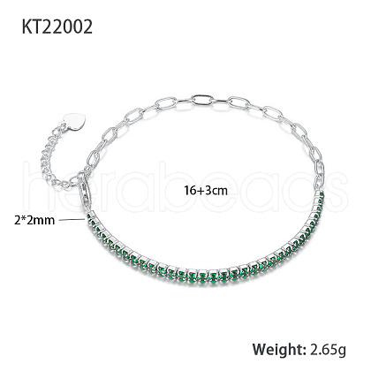 Simple and Stylish S925 Silver Cubic Zirconia Link Bracelets TO2036-3-1