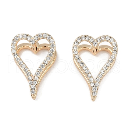 Clear Cubic Zirconia Heart Hoop Earrings EJEW-L292-003G-1