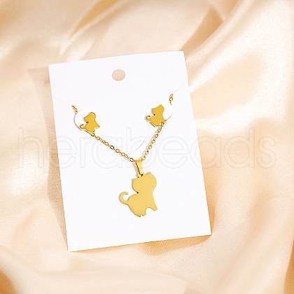 304 Stainless Steel Pendant Necklaces & Stud Earrings Sets WG82A44-20-1