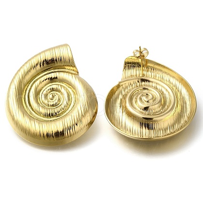 Ion Plating(IP) 304 Stainless Steel Conch Stud Earrings EJEW-I312-10G-1