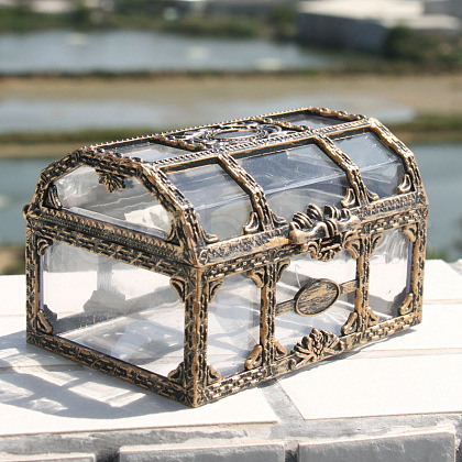 Rectangle Plastic Transparent Antique Pirate Treasure Boxes PW-WG47828-01-1