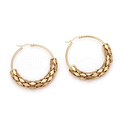 304 Stainless Steel Mesh Hoop Earrings EJEW-O096-07G-1