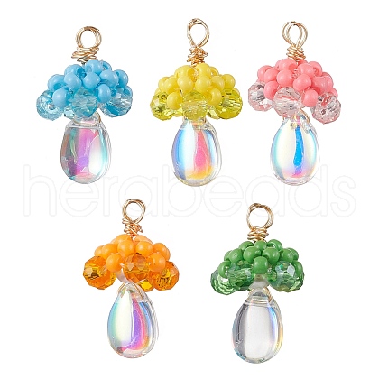 Glass Seed Beaded Jellyfish Pendants PALLOY-MZ00706-1