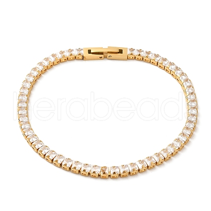 Clear Cubic Zirconia Tennis Bracelet BJEW-M301-01G-1