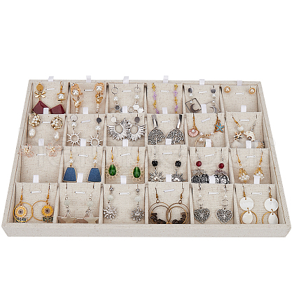 SOFPLATE 1Pc Linen Jewelry Pendant Necklace Storage Box with 24 Compartments AJEW-SP0001-05-1