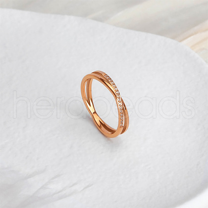 304 Stainless Steel Micro Pave Clear Cubic Zirconia Finger Rings for Women FS-WG1B662-03-1