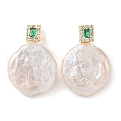 Natural Pearl Stud Earrings EJEW-L286-07G-1
