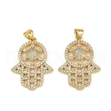Brass Micro Pave Cubic Zirconia Pendants KK-S526-33G-1