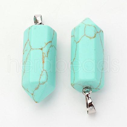 Brass Synthetic Turquoise Pendants G-O160-03A-1