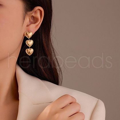 304 Stainless Steel Heart Stud Earrings EJEW-Z096-02G-1