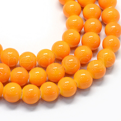 Baking Painted Glass Round Bead Strands DGLA-Q020-8mm-12-1