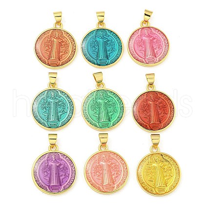 Rack Plating Brass Enamel Pendants KK-Z053-21G-1