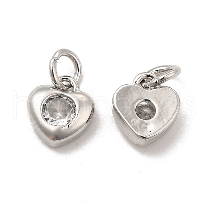 Brass Micro Pave Clear Cubic Zirconia Charms KK-E068-VB235-1