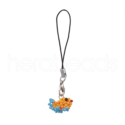 Glass Seed Bead Beaded Fish Charm Mobile Straps HJEW-MZ00182-03-1