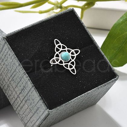 Synthetic Turquoise Finger Rings RJEW-I110-02P-01-1