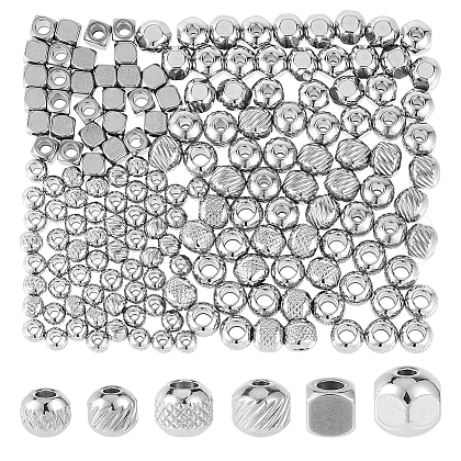 DICOSMETIC 180pcs 6 Styles 202 Stainless Steel Beads STAS-DC0015-05-1