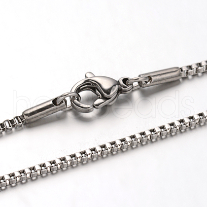 304 Stainless Steel Box Chain Venetian Chain Necklaces NJEW-I065-13C-1