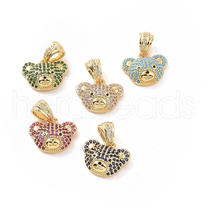 Brass Micro Pave Cubic Zirconia Pendants KK-C012-03G-1