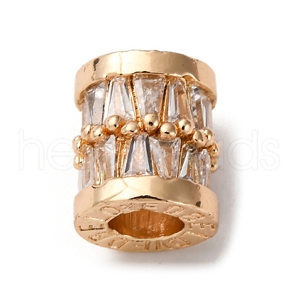Brass Micro Pave Clear Cubic Zirconia Beads KK-D378-23G-1