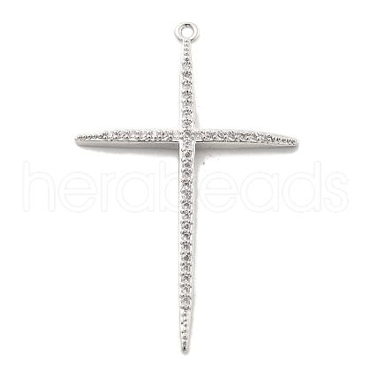 Brass Micro Pave Clear Cubic Zirconia Pendants KK-L228-01P-03-1
