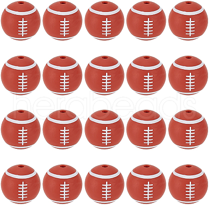SUNNYCLUE 32Pcs All Kinds of Sports Balls Silicone Beads SIL-SC0001-81A-1