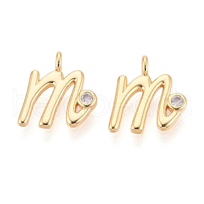 Brass Micro Pave Cubic Zirconia Charms KK-N263-97G-M-1