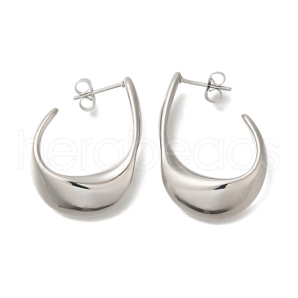 304 Stainless Steel Oval Stud Earrings for Women X-EJEW-S227-60P-1