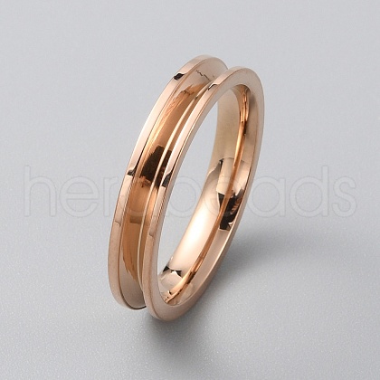 201 Stainless Steel Grooved Finger Ring Settings RJEW-WH0012-11D-1