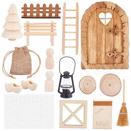 Wooden & Plastic Christmas Patio Miniature Ornament Set DIY-WH0021-62-1