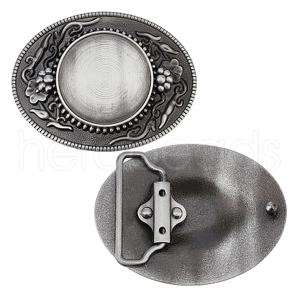 Alloy Oval Belt Buckles BUTT-WH0024-005AS-1