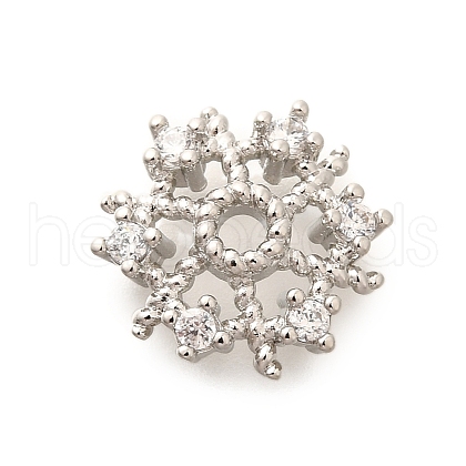 Rack Plating Brass Micro Pave Clear Cubic Zirconia Bead Caps KK-H508-18P-1