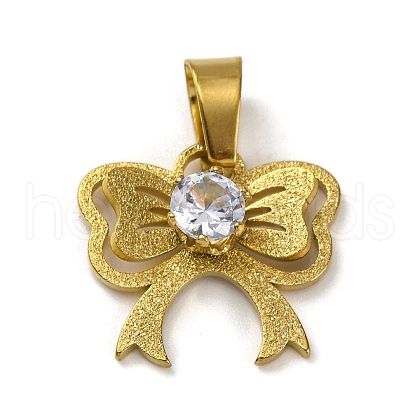 304 Stainless Steel Cubic Zirconia Pendants STAS-U018-01G-1
