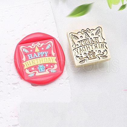 Golden Tone Wax Seal Brass Stamp Heads AJEW-U008-02G-19-1