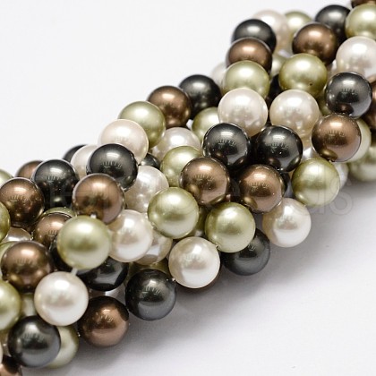 Shell Pearl Bead Strands BSHE-L017-18-1