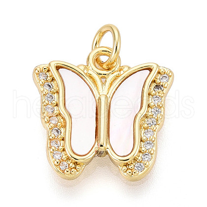 Brass Micro Pave Clear Cubic Zirconia Pendants KK-N268-77G-1