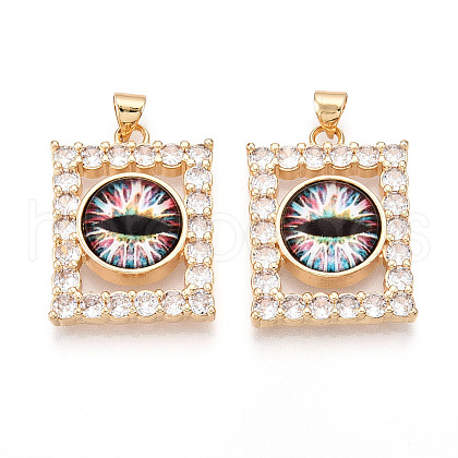 Brass Micro Pave Clear Cubic Zirconia Pendants for Women KK-T070-91A-05-1