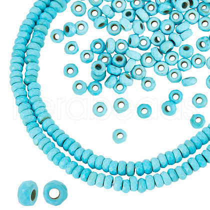 ARRICRAFT 2 Strands Faceted Rondelle Synthetic Turquoise Beads Strands TURQ-AR0001-38-1