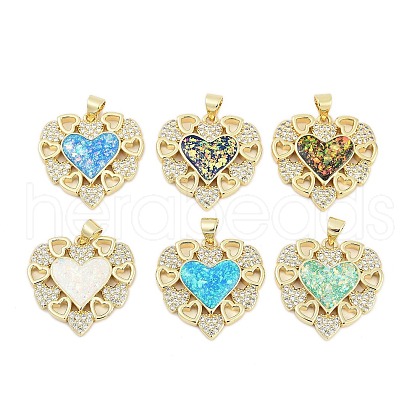 Brass Micro Pave Clear Cubic Zirconia Pendants KK-I723-02G-1