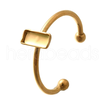 304 Stainless Steel Open Cuff Ring Components STAS-M057-01A-G-1