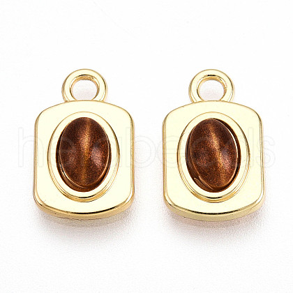 Rectangle Alloy Resin Charms PALLOY-N177-03G-1
