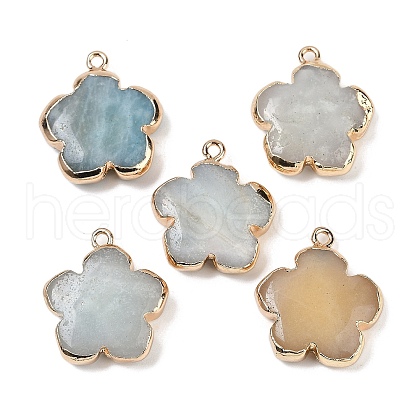 Natural Flower Amazonite Pendants G-P566-01G-15-1