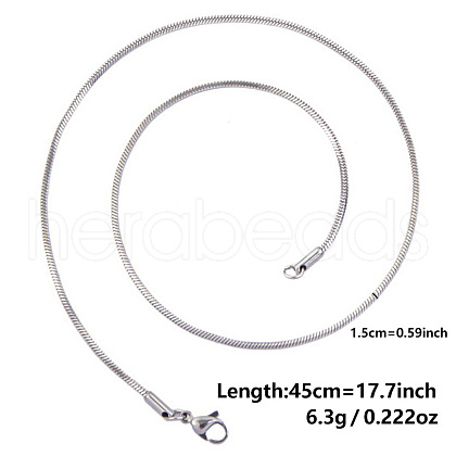 Non-Tarnish 1.5mm Unisex 304 Stainless Steel Snake Chains Necklaces ZV2766-1-1