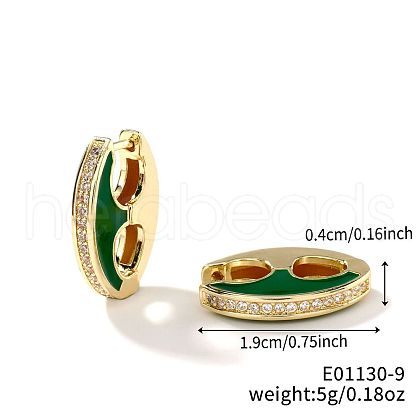 Retro Brass Enamel Hoop Earrings FC5314-8-1
