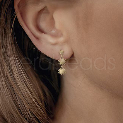 S925 Sterling Silver Sunflower Tassel Stud Earrings CG4373-1