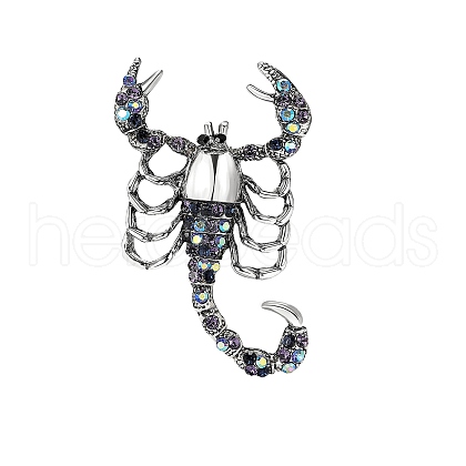 Scorpion Alloy Rhinestone Brooches for Backpack Clothes PW-WG697C8-03-1