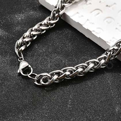 Non-Tarnish Fashionable 304 Stainless Steel Wheat Chain Necklaces X-STAS-A028-N003P-1