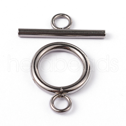 304 Stainless Steel Ring Toggle Clasps X-STAS-L176-12P-1